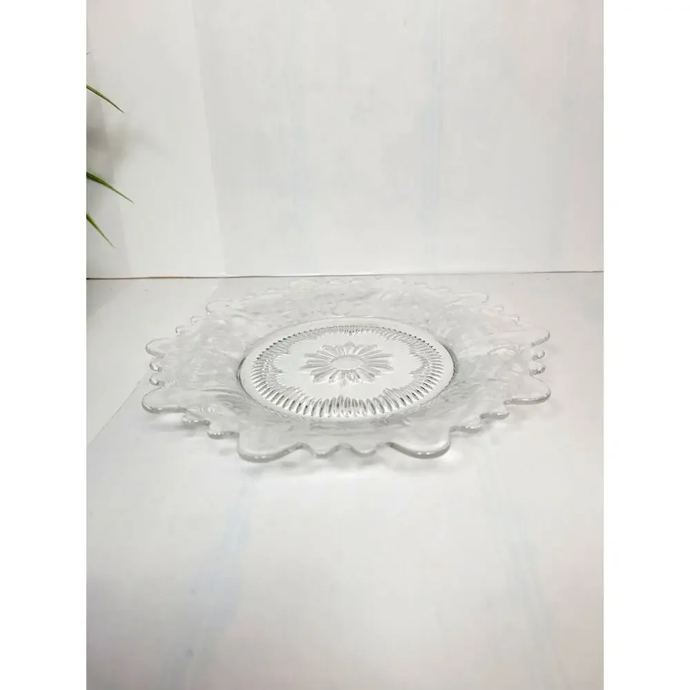 2 Vintage Cambridge Chantilly Martha Salad Plates, Crystal Etched, Clear 8-1/2